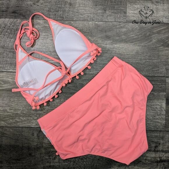 Bdcoco High Waist Halter Tassel Bikini Swimsuit Size XL - Picture 4 of 4